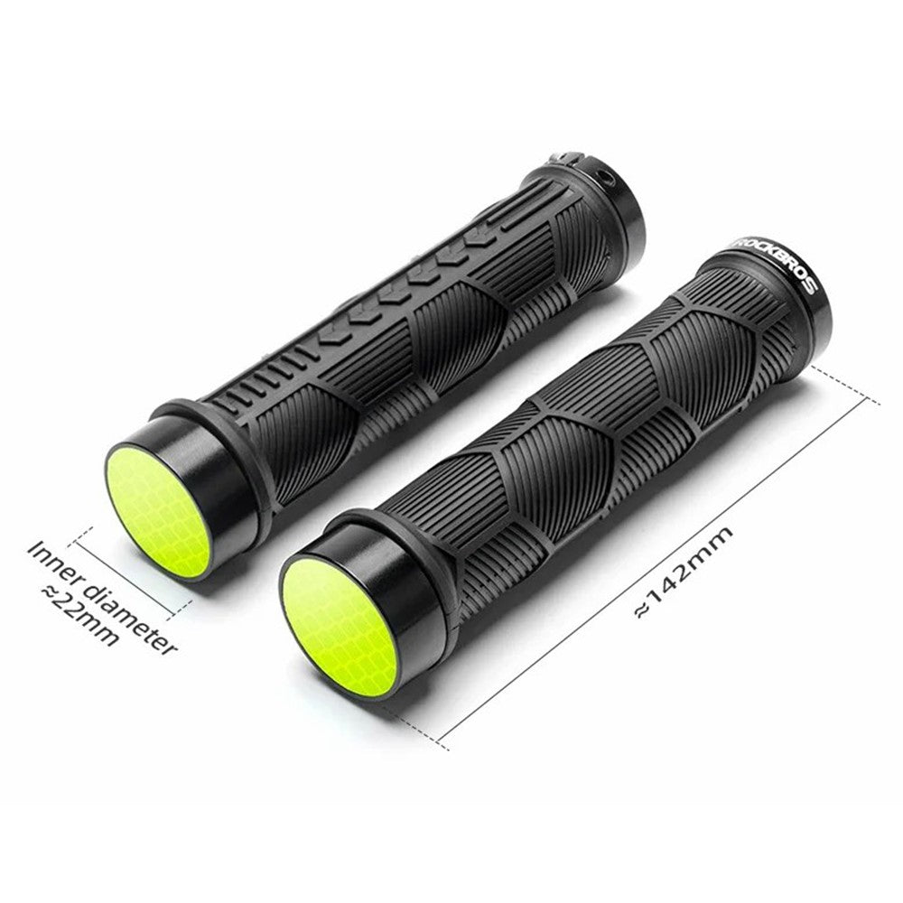 ROCKBROS 2023-14A 1 Pair Handlebar Grips with Reflective End Plugs Bicycle Handle Cover