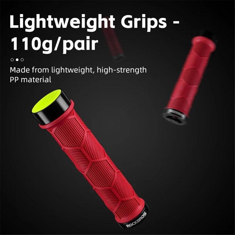 ROCKBROS 2023-14A 1 Pair Handlebar Grips with Reflective End Plugs Bicycle Handle Cover