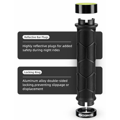 ROCKBROS 2023-14A 1 Pair Handlebar Grips with Reflective End Plugs Bicycle Handle Cover