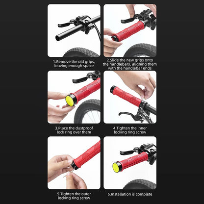 ROCKBROS 2023-14A 1 Pair Handlebar Grips with Reflective End Plugs Bicycle Handle Cover