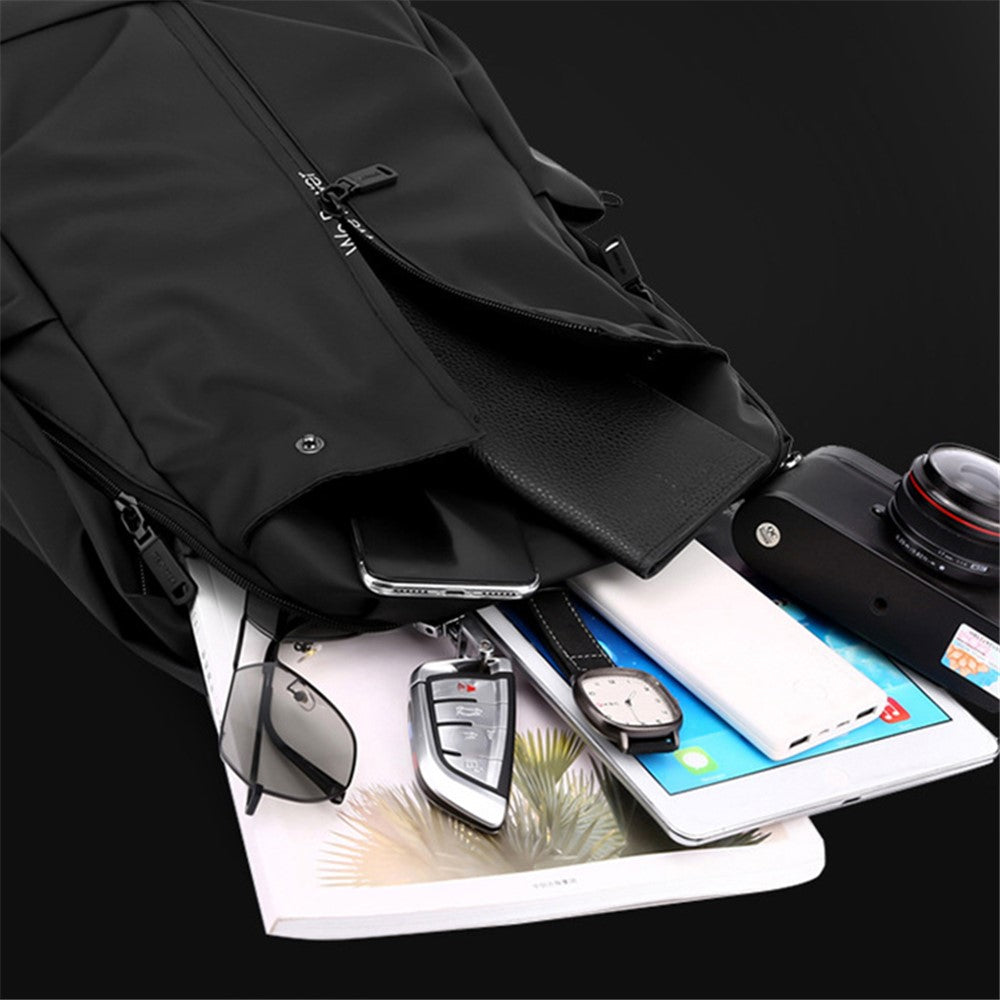 WEPOWER 1261 Travel Backpack Waterproof Nylon Shoulder Bag with External USB Port, 43x13x29cm