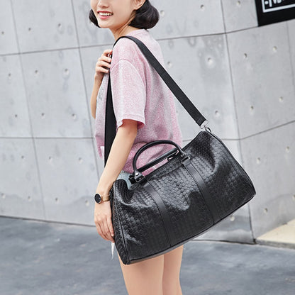 45x21x24cm Waterproof Gym Bag PU Leather Duffle Bag Weekend Overnight Crossbody Bag Handbag