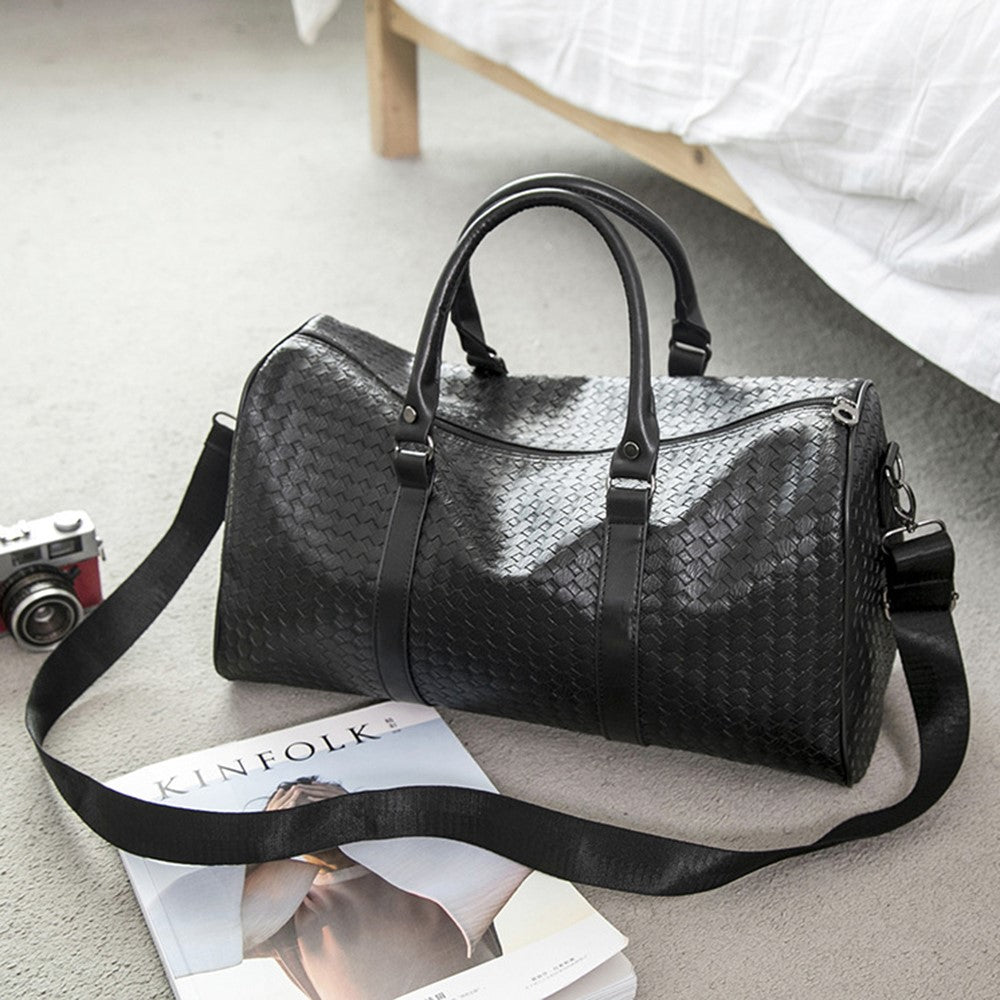 45x21x24cm Waterproof Gym Bag PU Leather Duffle Bag Weekend Overnight Crossbody Bag Handbag