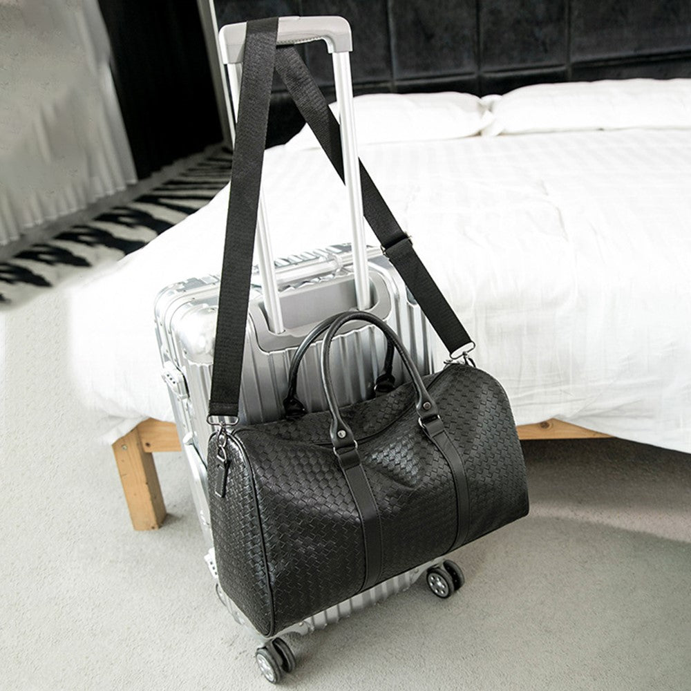 45x21x24cm Waterproof Gym Bag PU Leather Duffle Bag Weekend Overnight Crossbody Bag Handbag