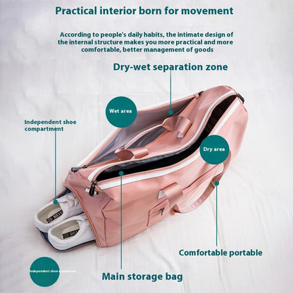 Travel Duffel Bag Waterproof Weekender Bags Gym Tote Bag with Shoe Compartment, Size: 39*22*28cm