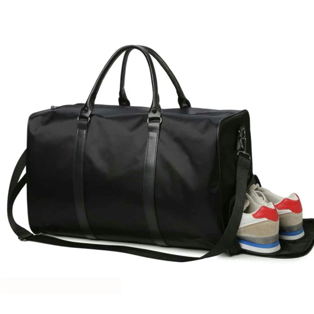 Nylon Sports Gym Bag Waterproof Travel Duffel Bag with Shoes Compartment, Size: L