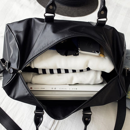 Nylon Sports Gym Bag Waterproof Travel Duffel Bag with Shoes Compartment, Size: L