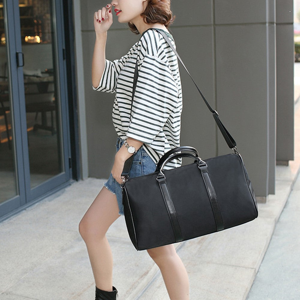 Nylon Sports Gym Bag Waterproof Travel Duffel Bag with Shoes Compartment, Size: L