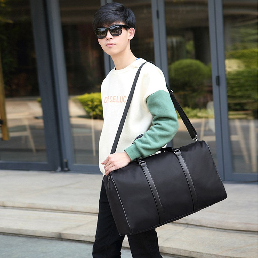 Nylon Sports Gym Bag Waterproof Travel Duffel Bag with Shoes Compartment, Size: L