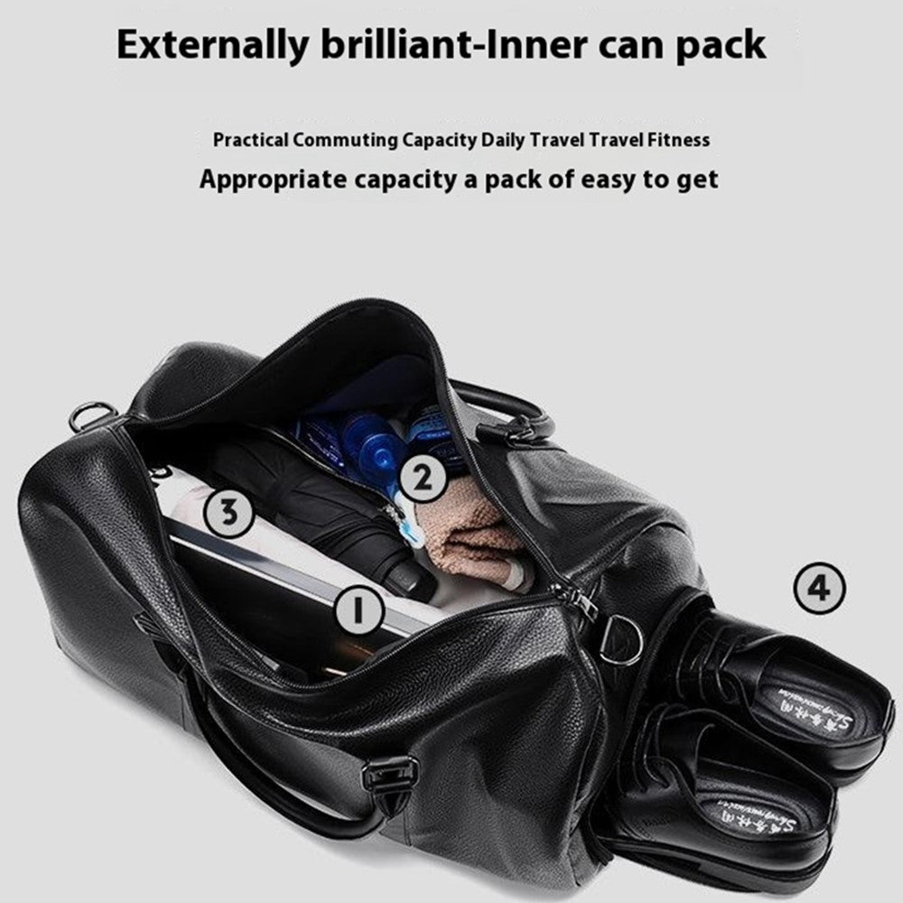 Waterproof Gym Bag PU Duffle Bag Weekend Overnight Crossbody Bag Handbag