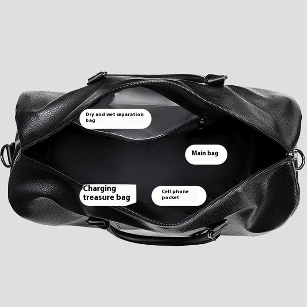Waterproof Gym Bag PU Duffle Bag Weekend Overnight Crossbody Bag Handbag