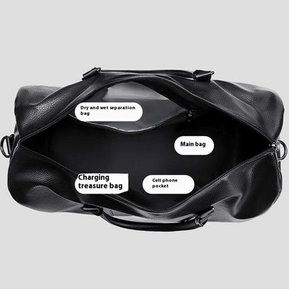 Waterproof Gym Bag PU Duffle Bag Weekend Overnight Crossbody Bag Handbag