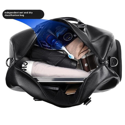 Waterproof Gym Bag PU Duffle Bag Weekend Overnight Crossbody Bag Handbag