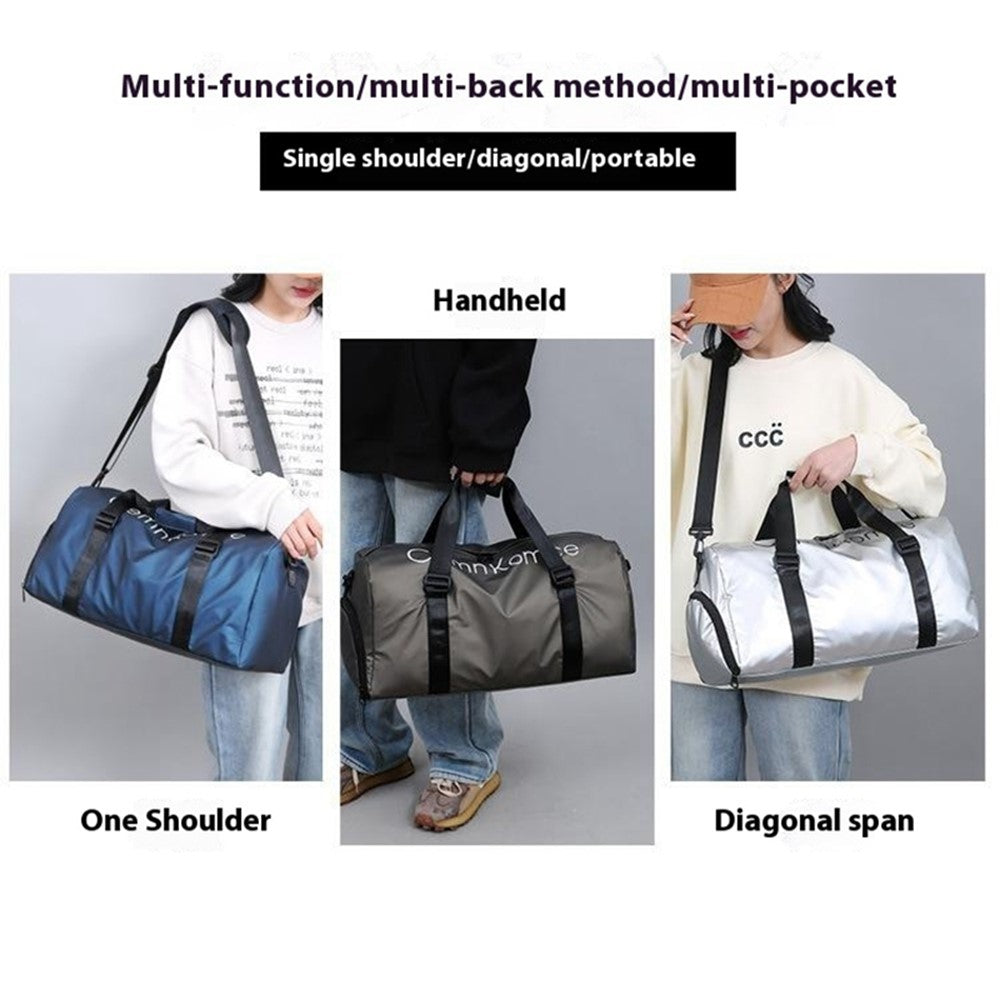 PU Leather Gym Bag Sports Handbag Wet and Dry Separation Pocket Duffle Bag with Shoulder Strap