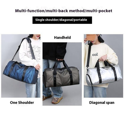 PU Leather Gym Bag Sports Handbag Wet and Dry Separation Pocket Duffle Bag with Shoulder Strap