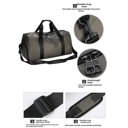 PU Leather Gym Bag Sports Handbag Wet and Dry Separation Pocket Duffle Bag with Shoulder Strap