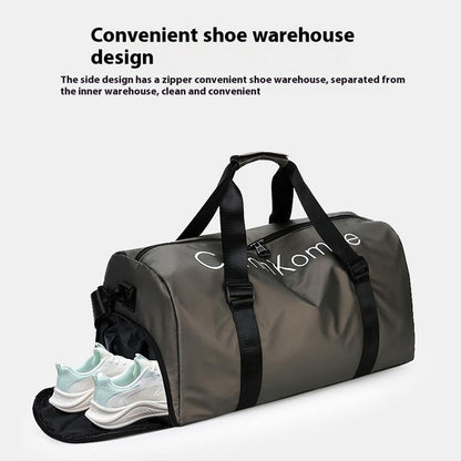 PU Leather Gym Bag Sports Handbag Wet and Dry Separation Pocket Duffle Bag with Shoulder Strap
