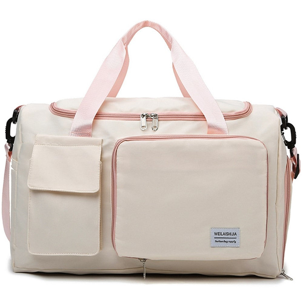 Foldable Oxford Cloth Gym Bag Sports Handbag Wet and Dry Separation Pocket Duffle Bag with Shoulder Strap