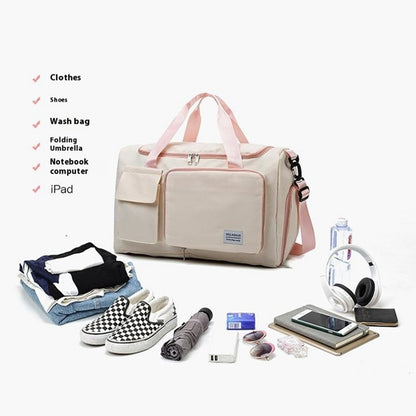 Foldable Oxford Cloth Gym Bag Sports Handbag Wet and Dry Separation Pocket Duffle Bag with Shoulder Strap