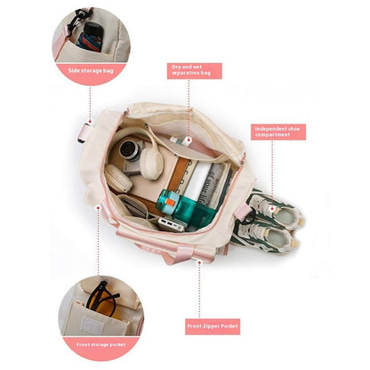 Foldable Oxford Cloth Gym Bag Sports Handbag Wet and Dry Separation Pocket Duffle Bag with Shoulder Strap