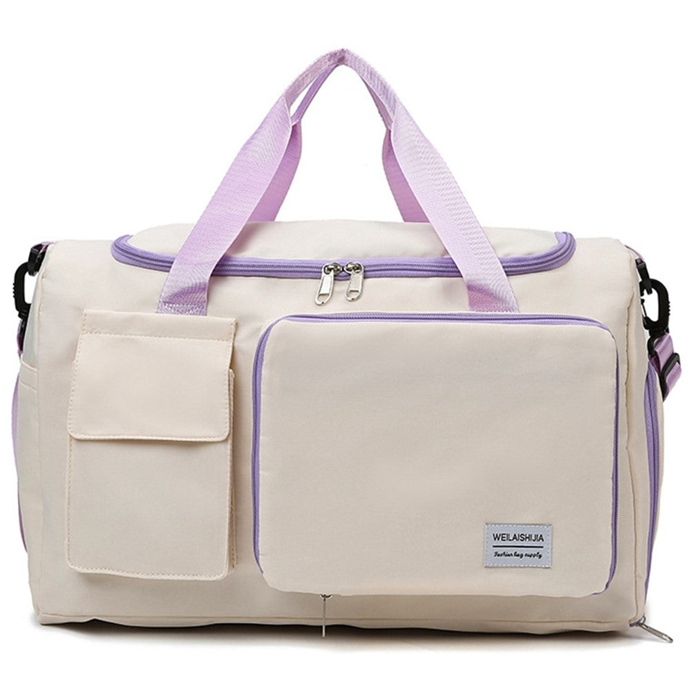 Foldable Oxford Cloth Gym Bag Sports Handbag Wet and Dry Separation Pocket Duffle Bag with Shoulder Strap