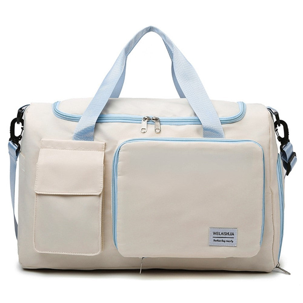 Foldable Oxford Cloth Gym Bag Sports Handbag Wet and Dry Separation Pocket Duffle Bag with Shoulder Strap