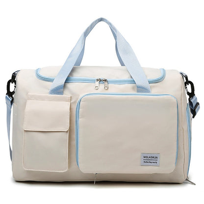 Foldable Oxford Cloth Gym Bag Sports Handbag Wet and Dry Separation Pocket Duffle Bag with Shoulder Strap