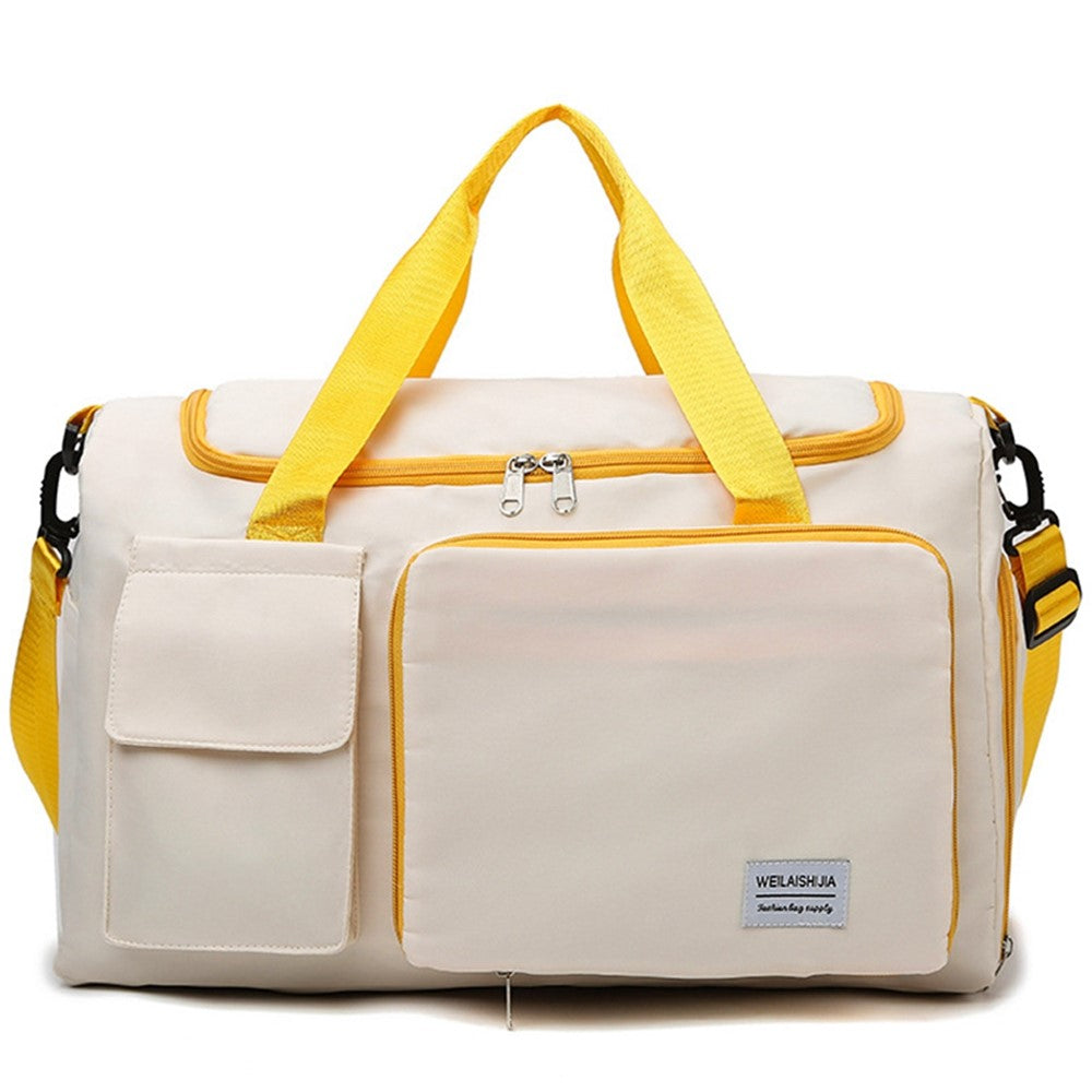 Foldable Oxford Cloth Gym Bag Sports Handbag Wet and Dry Separation Pocket Duffle Bag with Shoulder Strap