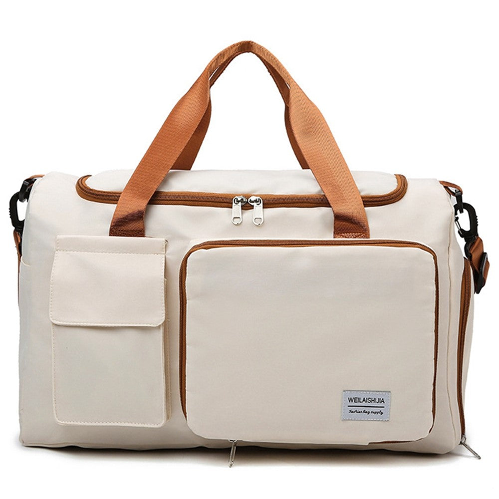 Foldable Oxford Cloth Gym Bag Sports Handbag Wet and Dry Separation Pocket Duffle Bag with Shoulder Strap