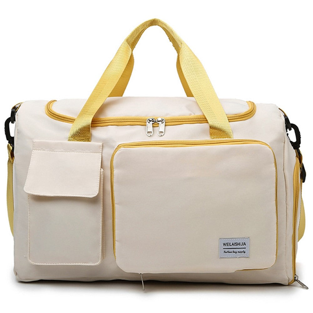 Foldable Oxford Cloth Gym Bag Sports Handbag Wet and Dry Separation Pocket Duffle Bag with Shoulder Strap