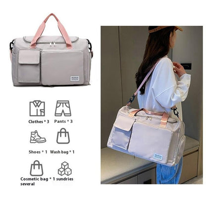 Foldable Large Capacity Travel Duffle Bag Carry-On Gym Weekender Bag with Shoe Compartment