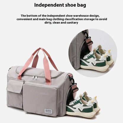 Foldable Large Capacity Travel Duffle Bag Carry-On Gym Weekender Bag with Shoe Compartment