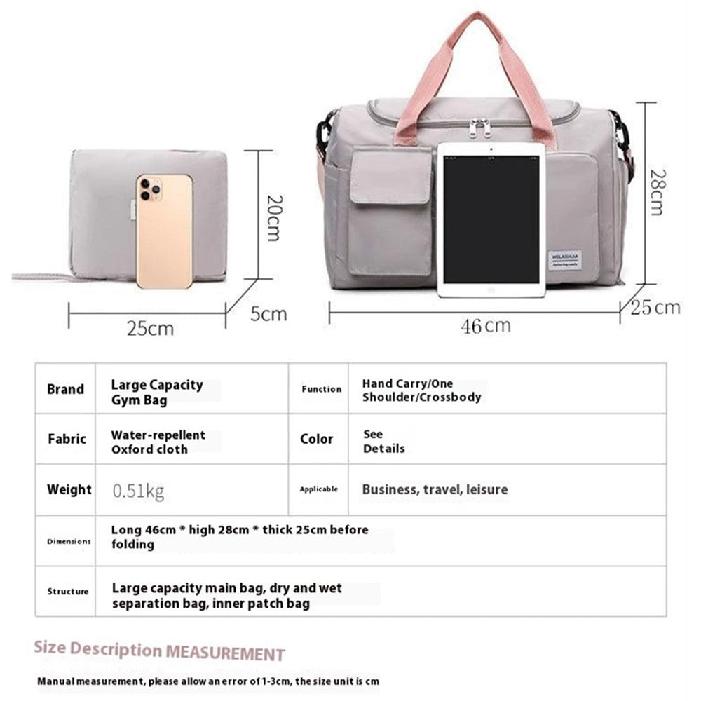 Foldable Large Capacity Travel Duffle Bag Carry-On Gym Weekender Bag with Shoe Compartment