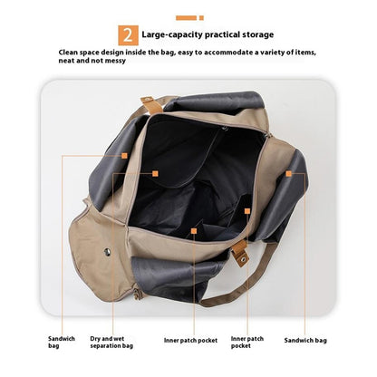 BED-647 Wet and Dry Separation Fitness Yoga Bag Oxford Cloth Travel Tote Bag