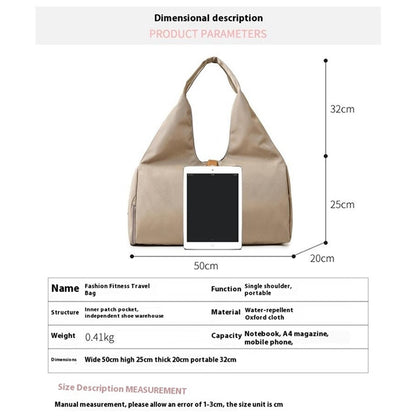 BED-647 Wet and Dry Separation Fitness Yoga Bag Oxford Cloth Travel Tote Bag