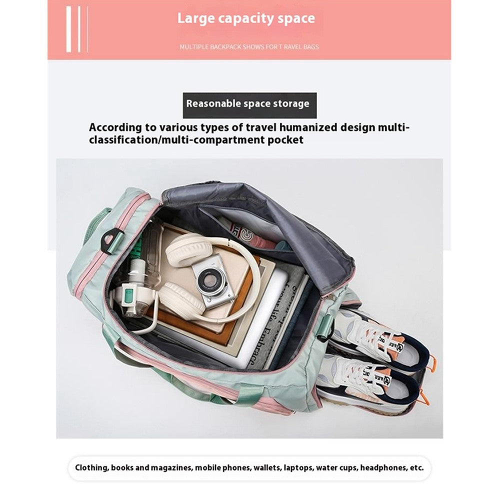 BED-958 Large Capacity Oxford Cloth Fitness Backpack Tote Crossbody Bag Travel Luggage Bag