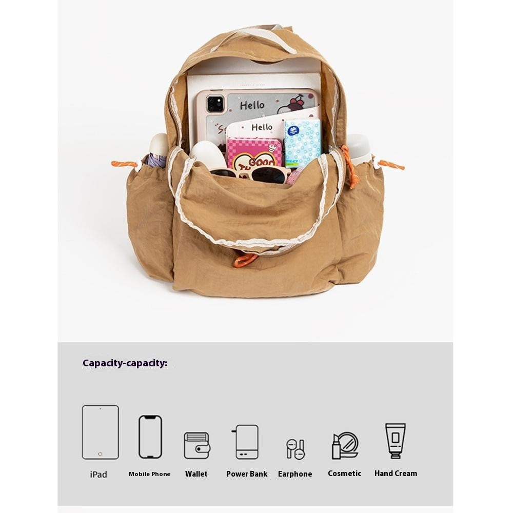 NL1116 Lightweight Nylon Backpack for Students Solid Color Outdoor Sports Waterproof Rucksack