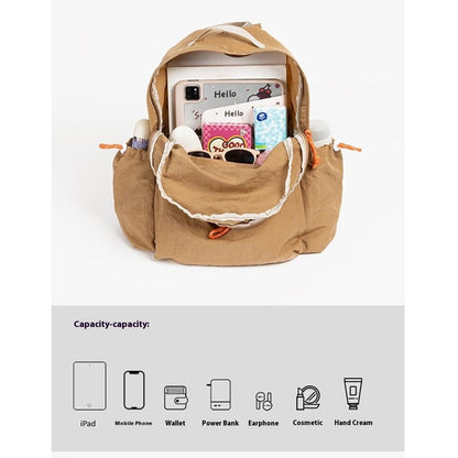 NL1116 Lightweight Nylon Backpack for Students Solid Color Outdoor Sports Waterproof Rucksack