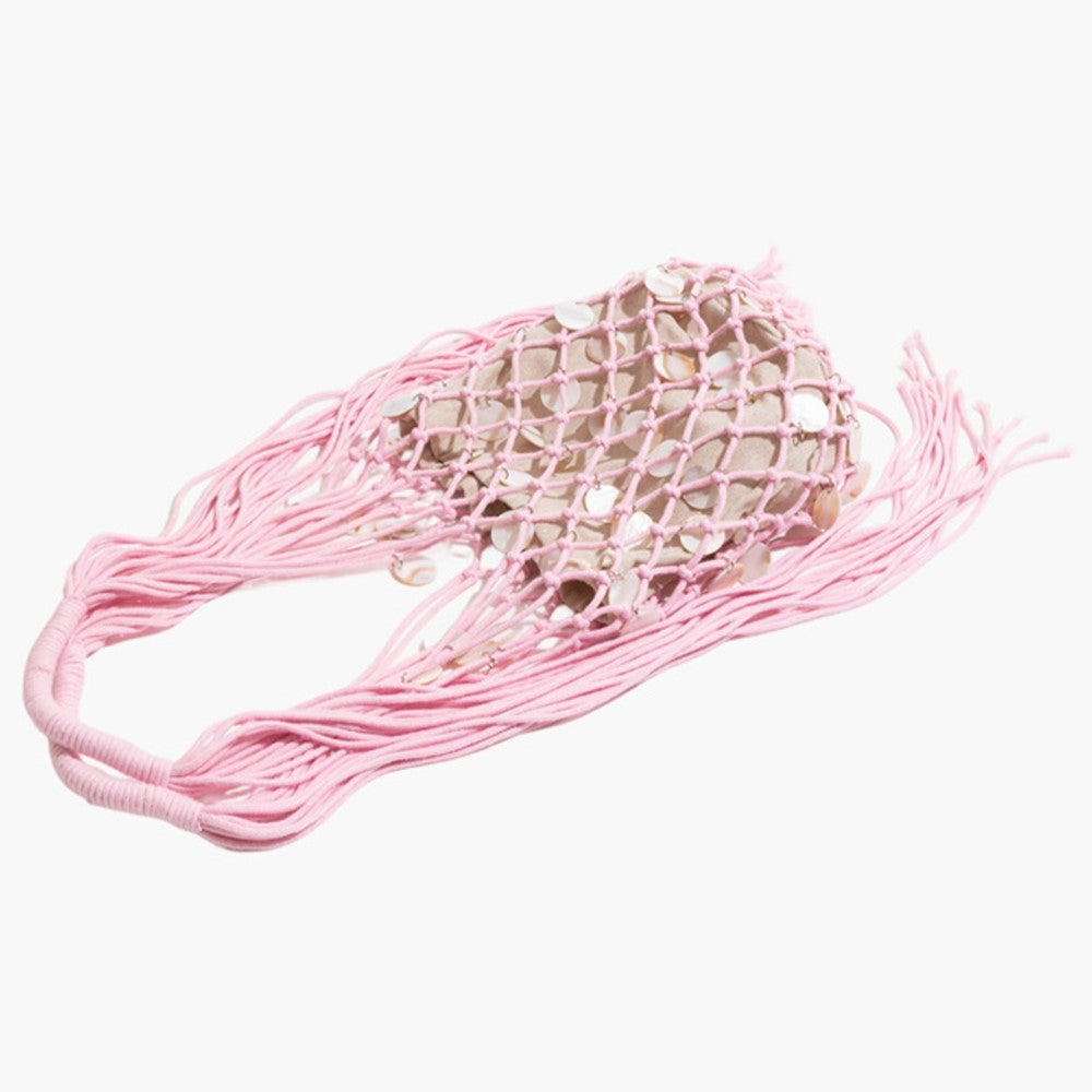 Summer Fresh Woven Bucket Bag Unique Hollow Out Sequin Casual Tote Bag