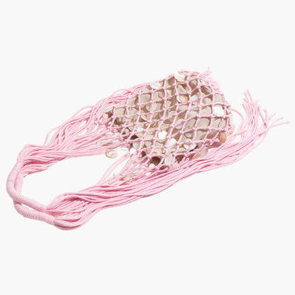 Summer Fresh Woven Bucket Bag Unique Hollow Out Sequin Casual Tote Bag