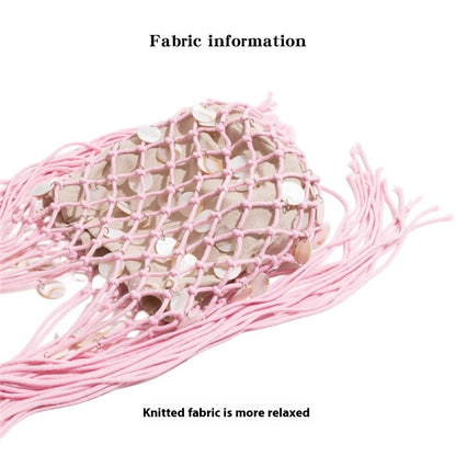 Summer Fresh Woven Bucket Bag Unique Hollow Out Sequin Casual Tote Bag