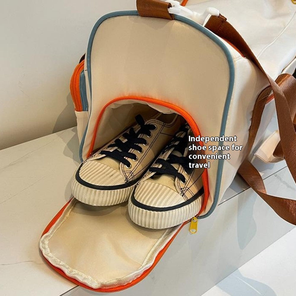 MZJ2133 Color Splicing Travel Duffel Bag with Shoe Compartment Large Capacity Weekender Carry On Gym Bag