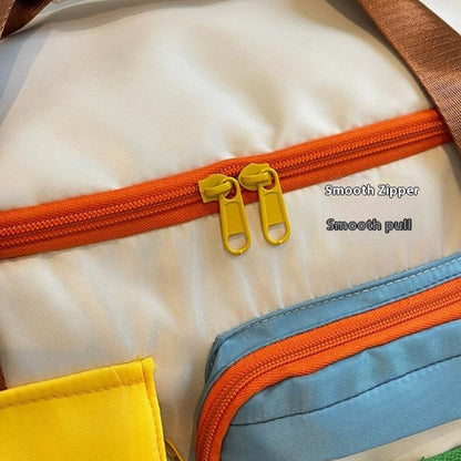 MZJ2133 Color Splicing Travel Duffel Bag with Shoe Compartment Large Capacity Weekender Carry On Gym Bag