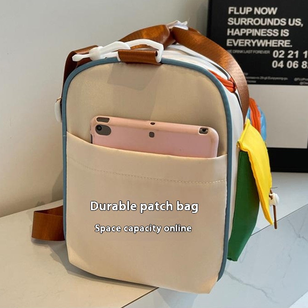 MZJ2133 Color Splicing Travel Duffel Bag with Shoe Compartment Large Capacity Weekender Carry On Gym Bag