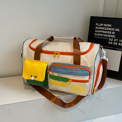 MZJ2133 Color Splicing Travel Duffel Bag with Shoe Compartment Large Capacity Weekender Carry On Gym Bag