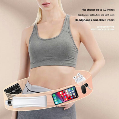 OUDO Thin Invisible Waist Belt Running Fanny Pack with 330ml Water Bottle - for Waist 60cm