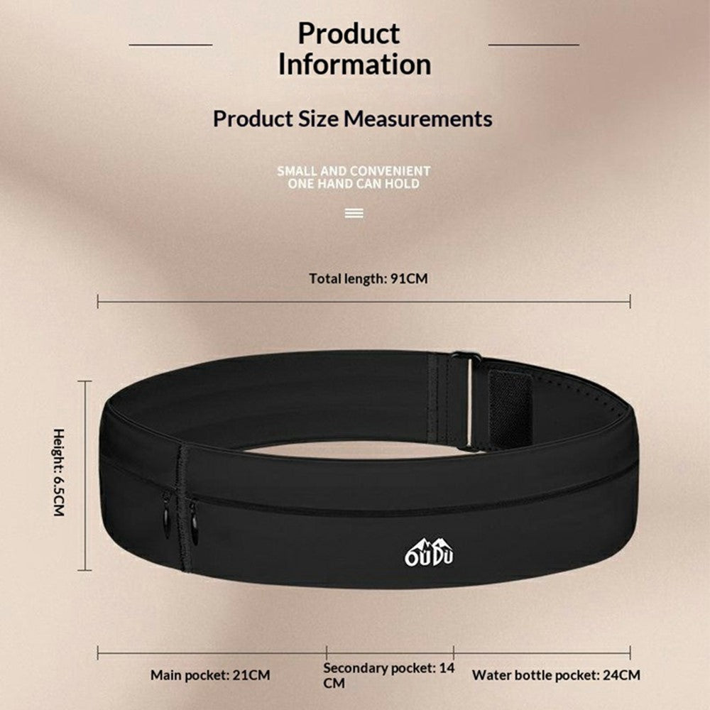 OUDO Thin Invisible Waist Belt Running Fanny Pack with 330ml Water Bottle - for Waist 60cm