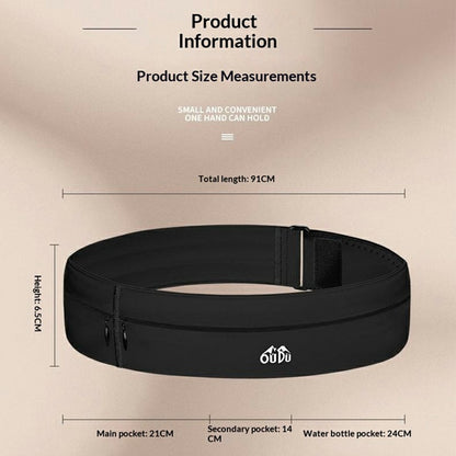 OUDO Thin Invisible Waist Belt Running Fanny Pack with 330ml Water Bottle - for Waist 60cm