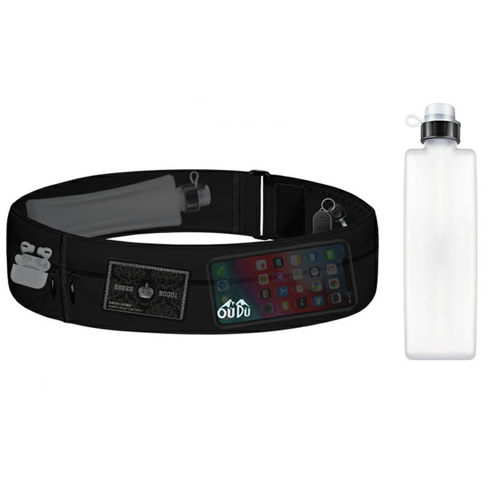 OUDO Thin Invisible Waist Belt Running Fanny Pack with 330ml Water Bottle - for Waist 60cm