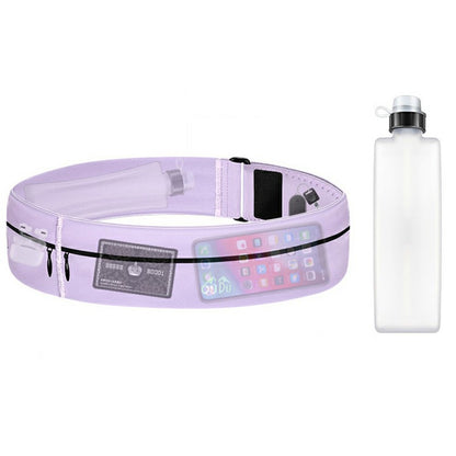 OUDO Thin Invisible Waist Belt Running Fanny Pack with 330ml Water Bottle - for Waist 60cm